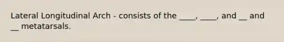 Lateral Longitudinal Arch - consists of the ____, ____, and __ and __ metatarsals.