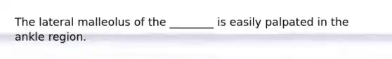 The lateral malleolus of the ________ is easily palpated in the ankle region.