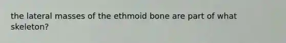 the lateral masses of the ethmoid bone are part of what skeleton?