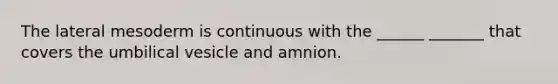 The lateral mesoderm is continuous with the ______ _______ that covers the umbilical vesicle and amnion.