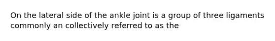 On the lateral side of the ankle joint is a group of three ligaments commonly an collectively referred to as the