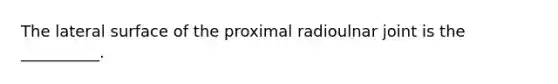 The lateral surface of the proximal radioulnar joint is the __________.