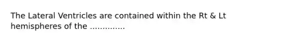 The Lateral Ventricles are contained within the Rt & Lt hemispheres of the ..............