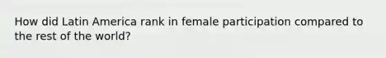 How did Latin America rank in female participation compared to the rest of the world?