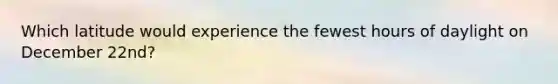 Which latitude would experience the fewest hours of daylight on December 22nd?