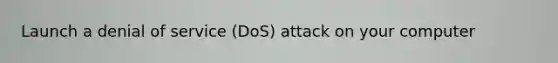 Launch a denial of service (DoS) attack on your computer