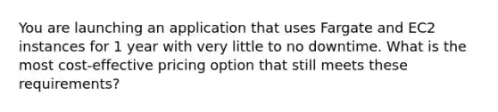 You are launching an application that uses Fargate and EC2 instances for 1 year with very little to no downtime. What is the most cost-effective pricing option that still meets these requirements?