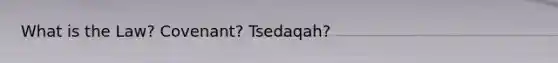 What is the Law? Covenant? Tsedaqah?