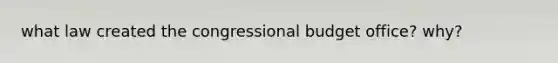 what law created the congressional budget office? why?