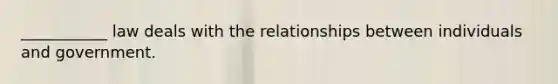 ___________ law deals with the relationships between individuals and government.