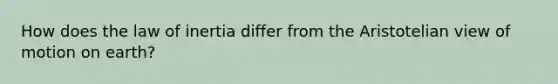 How does the law of inertia differ from the Aristotelian view of motion on earth?