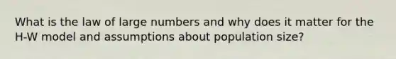 What is the law of large numbers and why does it matter for the H-W model and assumptions about population size?