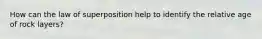 How can the law of superposition help to identify the relative age of rock layers?