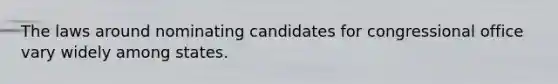 The laws around nominating candidates for congressional office vary widely among states.