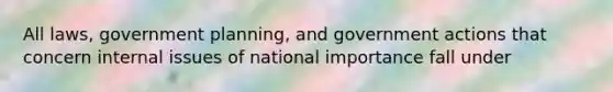 All laws, government planning, and government actions that concern internal issues of national importance fall under