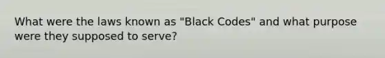 What were the laws known as "Black Codes" and what purpose were they supposed to serve?