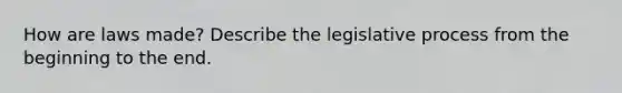 How are laws made? Describe the legislative process from the beginning to the end.