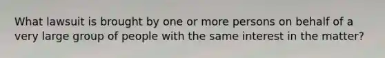 What lawsuit is brought by one or more persons on behalf of a very large group of people with the same interest in the matter?