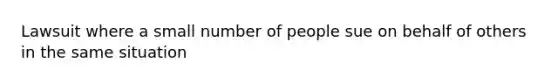 Lawsuit where a small number of people sue on behalf of others in the same situation