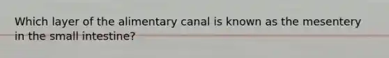 Which layer of the alimentary canal is known as the mesentery in the small intestine?