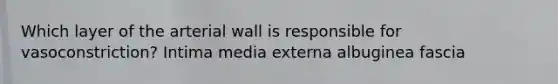 Which layer of the arterial wall is responsible for vasoconstriction? Intima media externa albuginea fascia