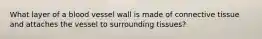 What layer of a blood vessel wall is made of connective tissue and attaches the vessel to surrounding tissues?