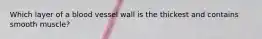 Which layer of a blood vessel wall is the thickest and contains smooth muscle?