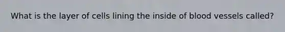 What is the layer of cells lining the inside of blood vessels called?