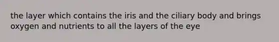 the layer which contains the iris and the ciliary body and brings oxygen and nutrients to all the layers of the eye