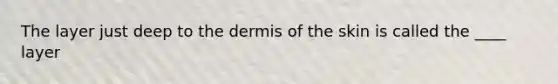 The layer just deep to the dermis of the skin is called the ____ layer