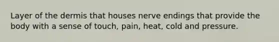 Layer of the dermis that houses nerve endings that provide the body with a sense of touch, pain, heat, cold and pressure.