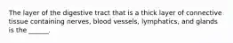 The layer of the digestive tract that is a thick layer of connective tissue containing nerves, blood vessels, lymphatics, and glands is the ______.