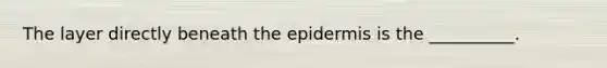 The layer directly beneath <a href='https://www.questionai.com/knowledge/kBFgQMpq6s-the-epidermis' class='anchor-knowledge'>the epidermis</a> is the __________.