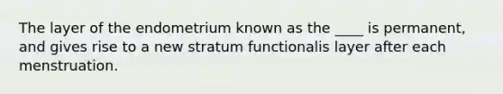 The layer of the endometrium known as the ____ is permanent, and gives rise to a new stratum functionalis layer after each menstruation.