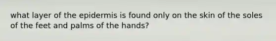 what layer of <a href='https://www.questionai.com/knowledge/kBFgQMpq6s-the-epidermis' class='anchor-knowledge'>the epidermis</a> is found only on the skin of the soles of the feet and palms of the hands?