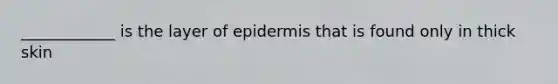 ____________ is the layer of epidermis that is found only in thick skin