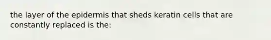 the layer of the epidermis that sheds keratin cells that are constantly replaced is the: