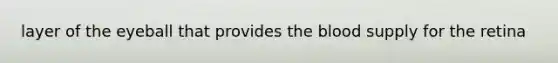 layer of the eyeball that provides the blood supply for the retina