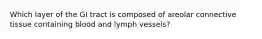 Which layer of the GI tract is composed of areolar connective tissue containing blood and lymph vessels?