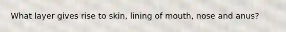 What layer gives rise to skin, lining of mouth, nose and anus?