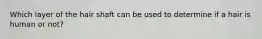 Which layer of the hair shaft can be used to determine if a hair is human or not?