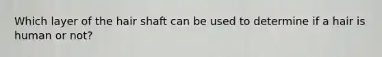 Which layer of the hair shaft can be used to determine if a hair is human or not?
