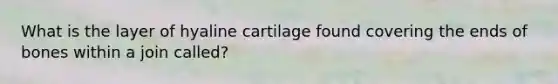 What is the layer of hyaline cartilage found covering the ends of bones within a join called?