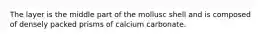 The layer is the middle part of the mollusc shell and is composed of densely packed prisms of calcium carbonate.