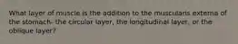 What layer of muscle is the addition to the muscularis externa of the stomach- the circular layer, the longitudinal layer, or the oblique layer?