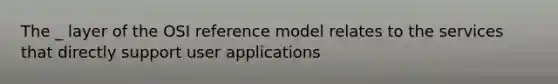 The _ layer of the OSI reference model relates to the services that directly support user applications