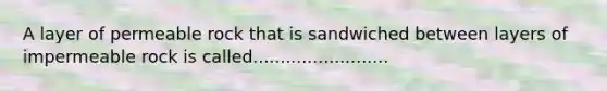 A layer of permeable rock that is sandwiched between layers of impermeable rock is called.........................