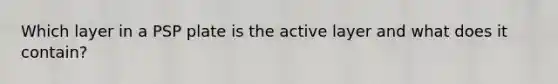 Which layer in a PSP plate is the active layer and what does it contain?