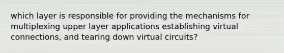 which layer is responsible for providing the mechanisms for multiplexing upper layer applications establishing virtual connections, and tearing down virtual circuits?