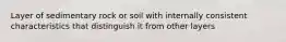 Layer of sedimentary rock or soil with internally consistent characteristics that distinguish it from other layers